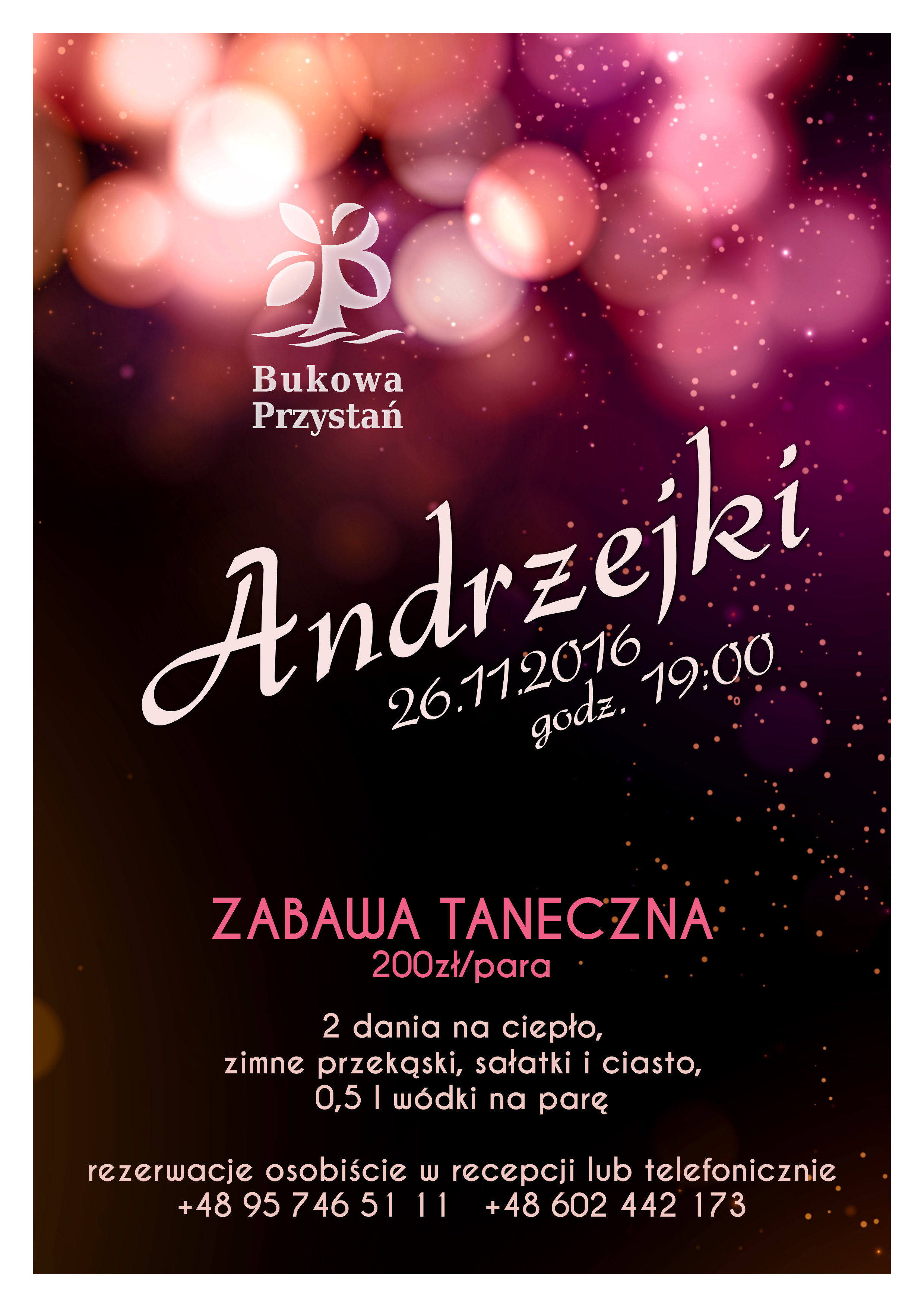 Andrzejki 2016 – plakat – Bukowa Przystań Barlinek